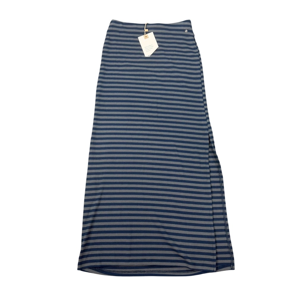 Brownie Womens Striped Ribbed Knit Side Slit Maxi Skirt Size XS